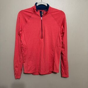 Icebreaker merino wool 1/2 zip salmon pink/navy size women’s large